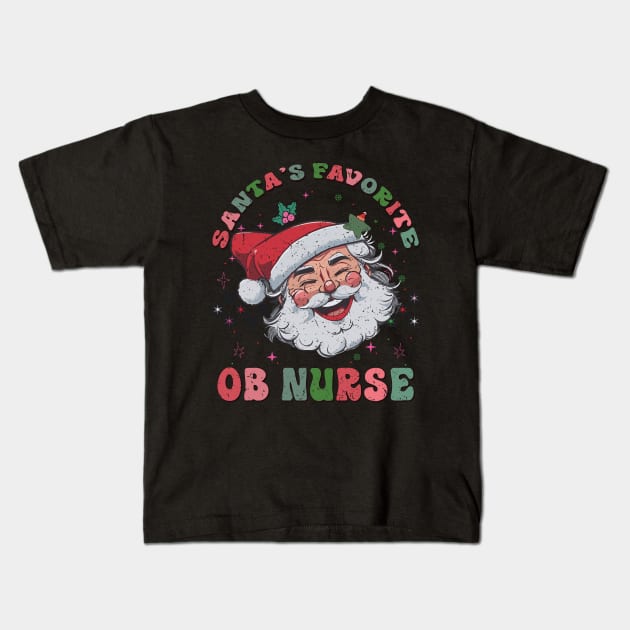 Santa's Favorite OB Nurse Kids T-Shirt by MZeeDesigns